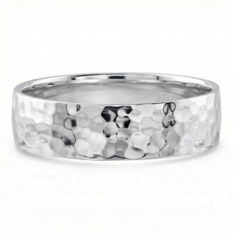 Pompeii3 Mens Polished Hammered Wedding Band 14k Gold or Platinum