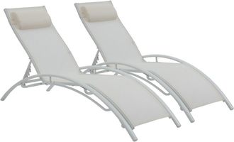 Habitat & Jardin Juego de 2 tumbonas crudo 181 x 58 x 93 cm