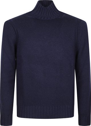 Ballantyne Plain High-Neck Ribbed Wool Sweater