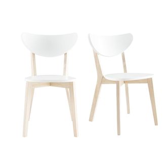 Miliboo Sillas Dise&ntilde;o Madera Y Laminado Blanco Leena (lote De 2)