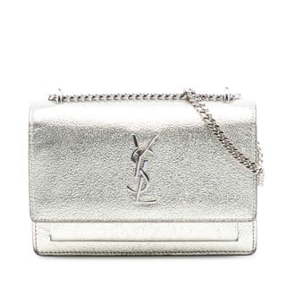 Saint Laurent Tweedehands Metallic Kalfsleer Monogram Sunset Wallet On Chain