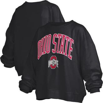 Pressbox Womens Pressbox Black Ohio State Buckeyes Janise Arch Over Logo Waist Length Oversized Pullover Sweatshirt at Nordstrom, Size Xx-Large