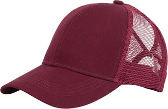 Generic Football Visor Custom Caps Cotton Mesh Travel Lady Tennis Hat for Women (Wine, One Size)