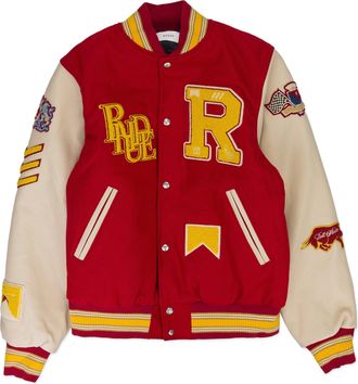 Rhude RED/CREAM BULL MARKET VARSITY JACKET