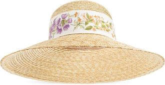 Ferragamo Lenteprint Strooien Hoed - Dames - Hoeden - Beige - 58 CM - Accessoires