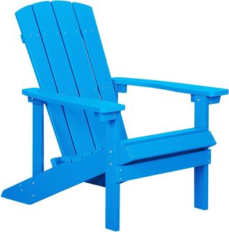 Beliani Silla De Jard&iacute;n Azul De Madera Sint&eacute;tica Resistente A La Intemperie Estilo Moderno Adirondack
