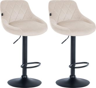 Clp Set de 2 Taburetes de bar giratorio en Terciopelo Crema
