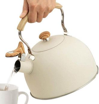 OEM Hervidor De Agua Con Silbato De 2,5 L, Mango Resistente Al Calor Con Aspecto De Madera, Silba En Kookpunt, Zumbador Negro