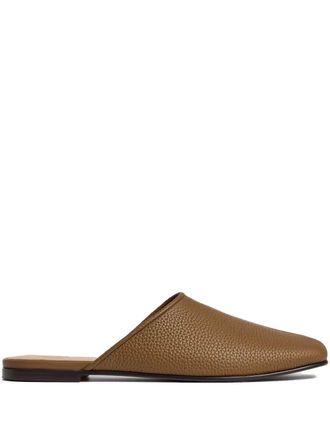 12 Storeez pebbled-leather mules - Brown