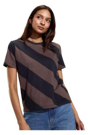 Cynthia Rowley Diagonal Stripe Tee in Black/brown at Nordstrom, Size X-Small Short