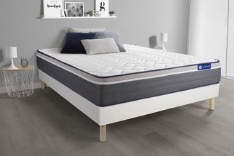 Actisom Somier blanco + colch&oacute;n con espuma viscoel&aacute;stica 120 x 195