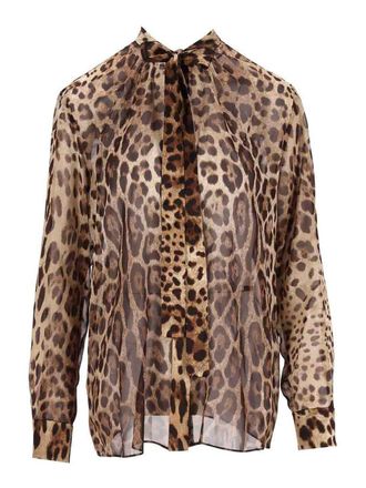 Dolce & Gabbana Leopard Print Chiffon Shirt