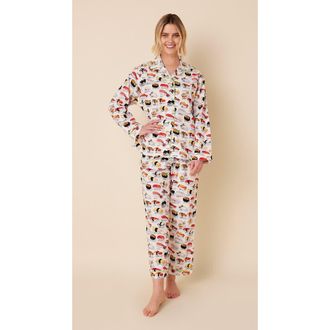 The Cats Pajamas Poplin Pajama Set in Sushi White at Nordstrom, Size X-Large