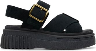 Clarks Schoenen, Dames, Zwart, 39 1/2 EU, Suède, Zwarte platte sandalen voor vrouwen