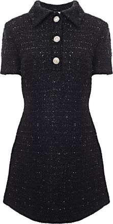 Valentino Garavani Womens Collared Ss Mini Dress W Crystal Buttons in Black - Size 16 UK