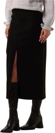 Minus Midi Rok Marcia Zwart - Dames - Midirokken - Zwart - L - Rokken