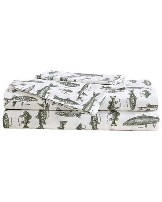Eddie Bauer 200 Thread Count Wes Fish Face Cotton Percale Sheet Set