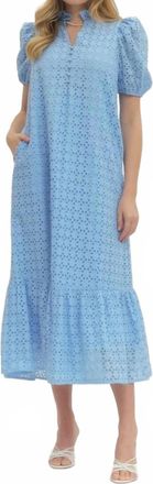 Entro Summer In Eyelet Midi Dress In Blue