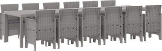 vidaXL Conjunto De Comedor De Jard&iacute;n 13 Pcs Gris Claro Ratan Polt Vidaxl