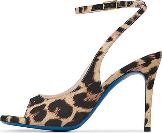 Loriblu Sandalen van luipaardprint stof - Dames - Sandalen met hakken - Bruin - 37 EU - Schoenen