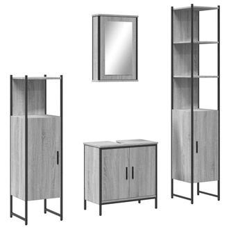 Berkfield Home 4 Piece Bathroom Furniture Set Grey Sonoma Engineered Wood