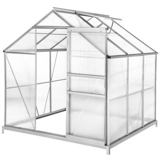 TecTake Aluminium Greenhouse With Foundation, Uv-Resistant in Clear | Size: Large