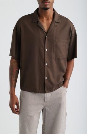 Elwood Boxy Camp Shirt in Brown at Nordstrom, Size Xx-Large