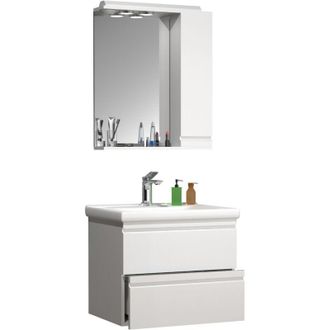 ebuy24 Ebuy24 - Vcm 3 Pcs &Aacute;rea De Lavado Armario Inferior De Lavabo 60 Cm Juego De Muebles De Ba&ntilde;o Con Lavabo De Cer&aacute;mica Cajones Sin Asa Armario De Espejo C
