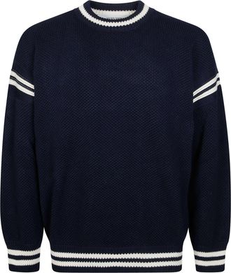 Golden Goose Navy Blue Waffle-Stitch Cotton Knit Sweater