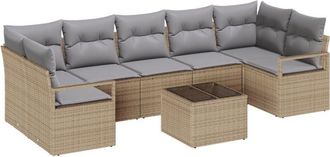 vidaXL Vidaxl - Garden Sofa Set 8 pcs Beige, Grey 55 x 55 x 37 cm Poly Rattan
