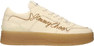 Jimmy Choo London Beige Leather Low Top Womens Sneakers