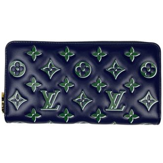 Louis Vuitton Navy Leather Long Wallet (Bi-Fold) (Pre-Owned)