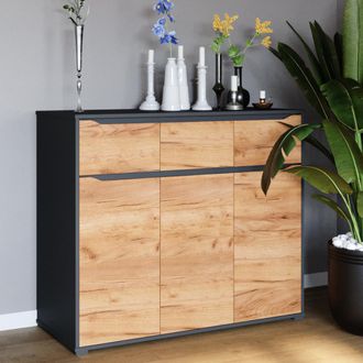 Vicco Aparador Ruben, Roble Dorado, 120 X 101.6 Cm Con Cajones Vicco