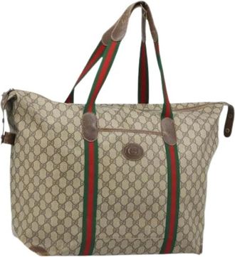 Gucci Pre-owned Weekend Bags, female, Beige, Size: ONE SIZE Pre-owned Vintage GG Canvas Tote Bag