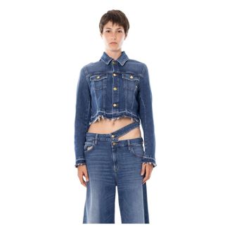 Cycle Jassen, Dames, Blauw, S, Denim, Mil&ugrave; Denim Cropped Trucker Jas