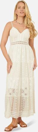 Yumi Ruched Back Tiered Maxi Dress in White at Nordstrom, Size Medium