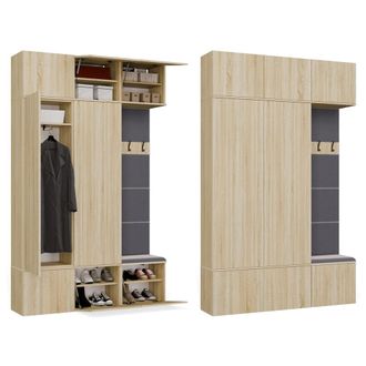 Topeshop Haga Iii 2sz1w - 2x Armario + 1x Barra De Armario - Estantes - 150x35x238 Cm - Roble Sonoma