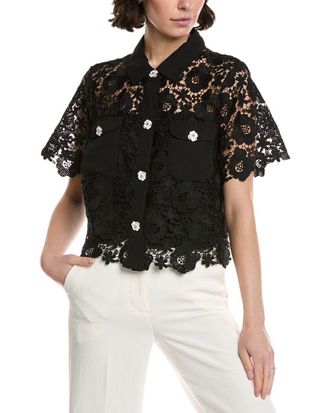 CeCe by Cynthia Steffe Cece Patch Pocket Button-Down Lace Top