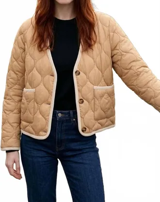 Tribal Puffer Jacket In Tan