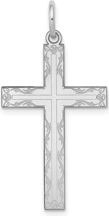 Diamond2Deal 14K White Gold Laser Designed Cross Pendant