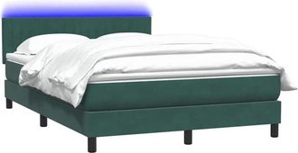 vidaXL Cama Box Spring Con Colch&oacute;n Terciopelo Verde Oscuro 160x220 Cm Vidaxl