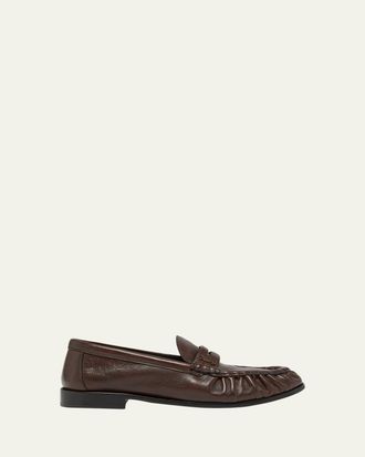 Saint Laurent Mens Le Loafer Creased Leather Mules