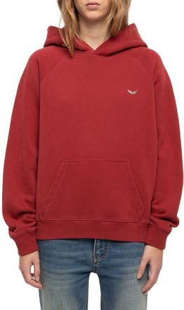 Zadig&Voltaire Georgy Mo Tour Lips Strass Hoodie in Cherry at Nordstrom, Size X-Small