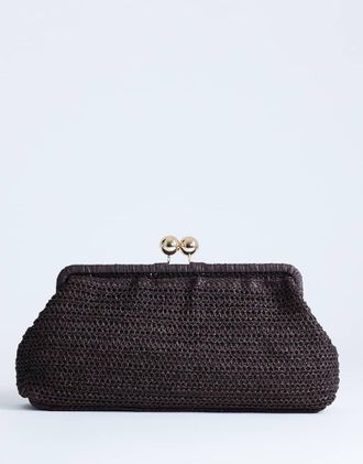 Topshop Abbie - Pochette color cioccolato intrecciata-Marrone
