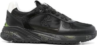 Premiata Black Mased Leather Graphic Sole Sneakers
