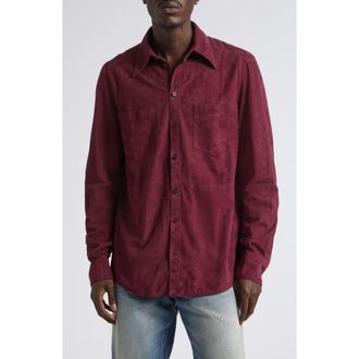 Dolce & Gabbana Martini Suede Button-Up Shirt in F0130 Melanzana Scurissimo at Nordstrom, Size 52