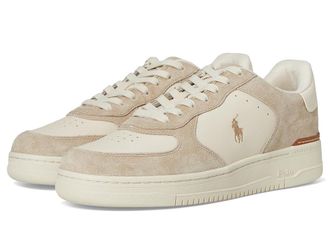 Polo Ralph Lauren Masters Court Leather-Suede Sneakers Mens Shoes Milkshake/Ecru : 11 D - Medium, Canvas