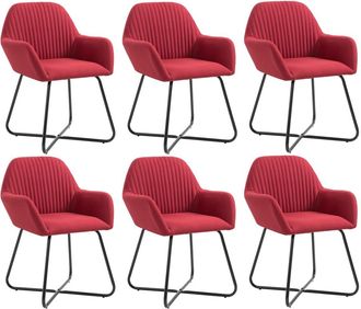 vidaXL Sillas De Comedor 6 Unidades Tela Rojo Tinto Vidaxl