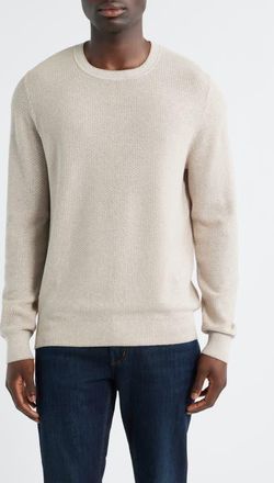 Nordstrom Texture Cotton & Cashmere Sweater in Beige- Ivory Heather at Nordstrom, Size X-Large