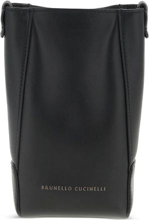 Brunello Cucinelli Pouch per smartphone in nappa con tracolla - Nero